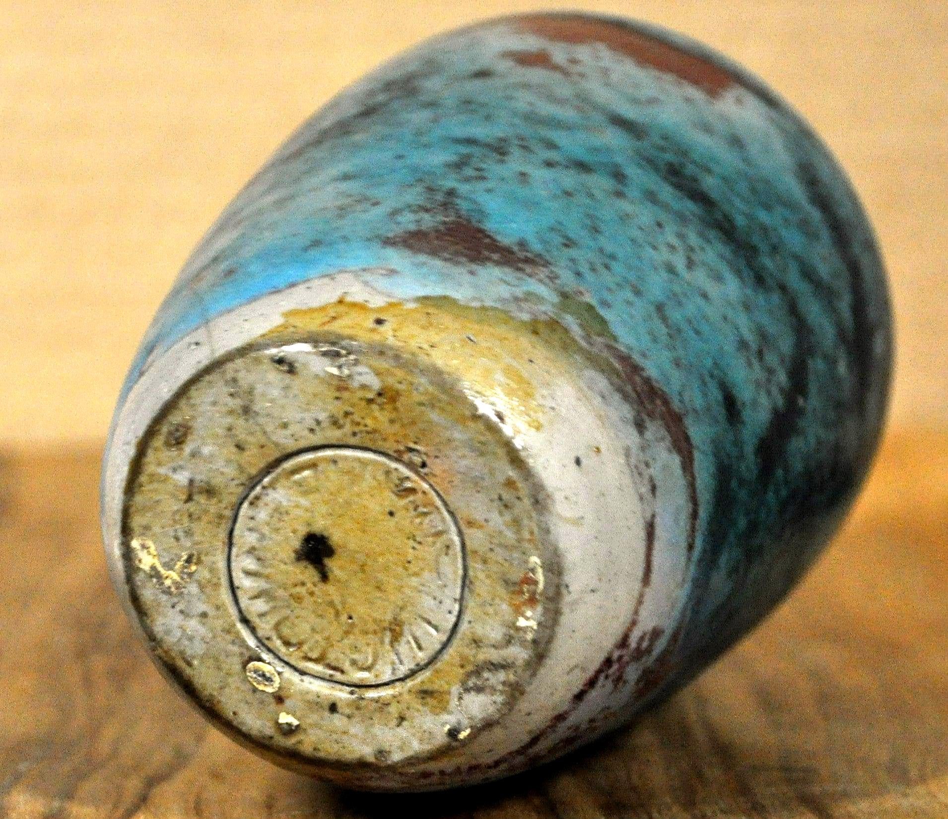 Antique Jugtown Pottery Chinese Blue/Red Vase - Vintage Pottery Vase Jugtown Chinese Blue Glaze