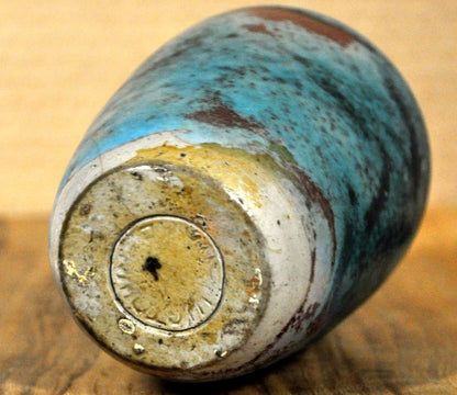 Antique Jugtown Pottery Chinese Blue/Red Vase - Vintage Pottery Vase Jugtown Chinese Blue Glaze