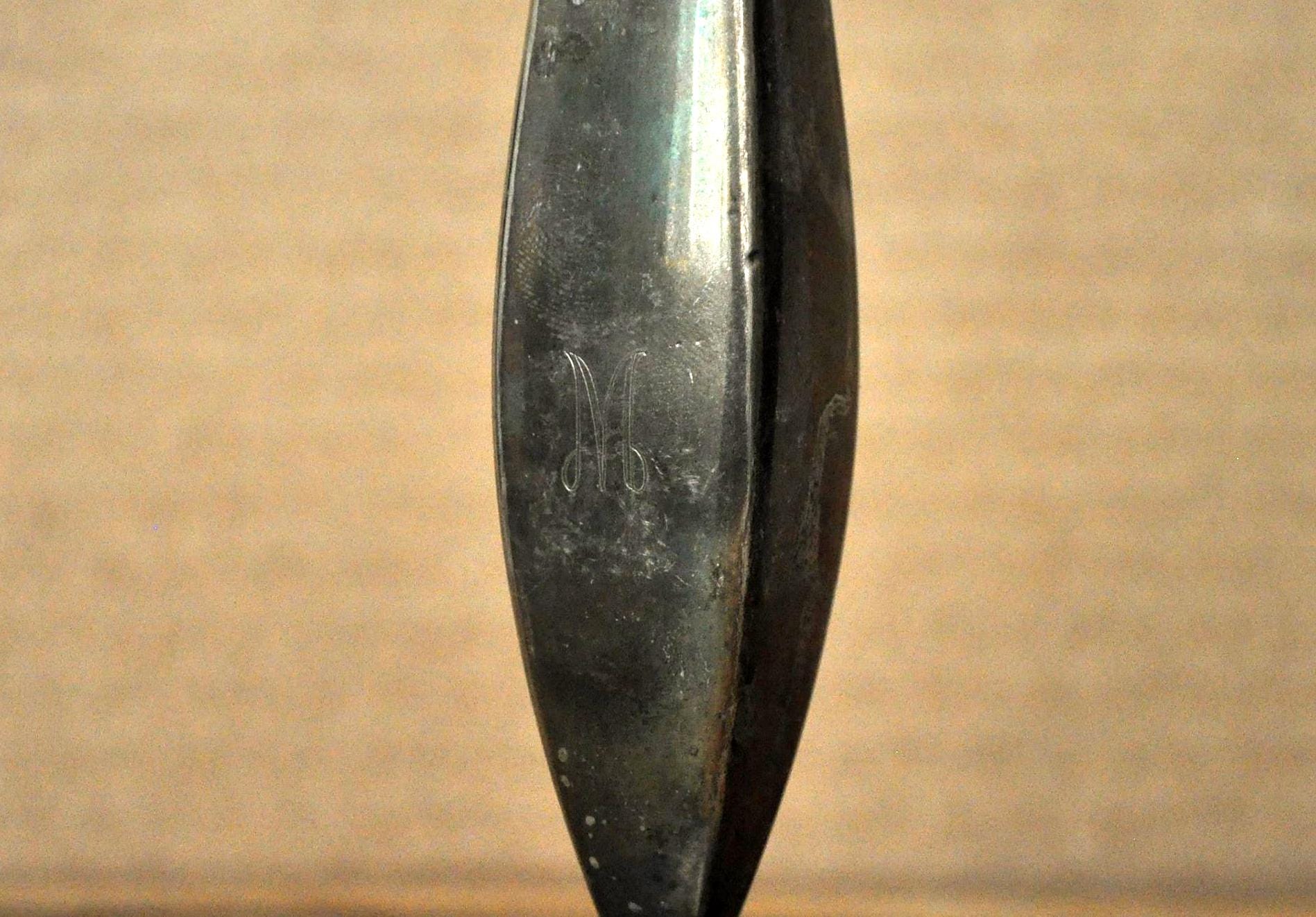 Antique Monogrammed "M" Bud Vase - Vintage Silver Bud Vase with Script Monogram "M"