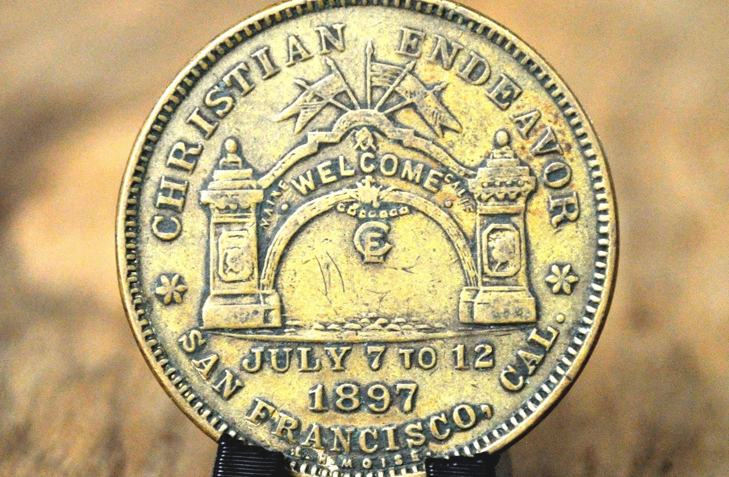 1897 San Francisco Christian Endeavor International Convention Token - 16th Annual Christian Endeavor Commemorative Medallion