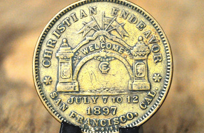 1897 San Francisco Christian Endeavor International Convention Token - 16th Annual Christian Endeavor Commemorative Medallion