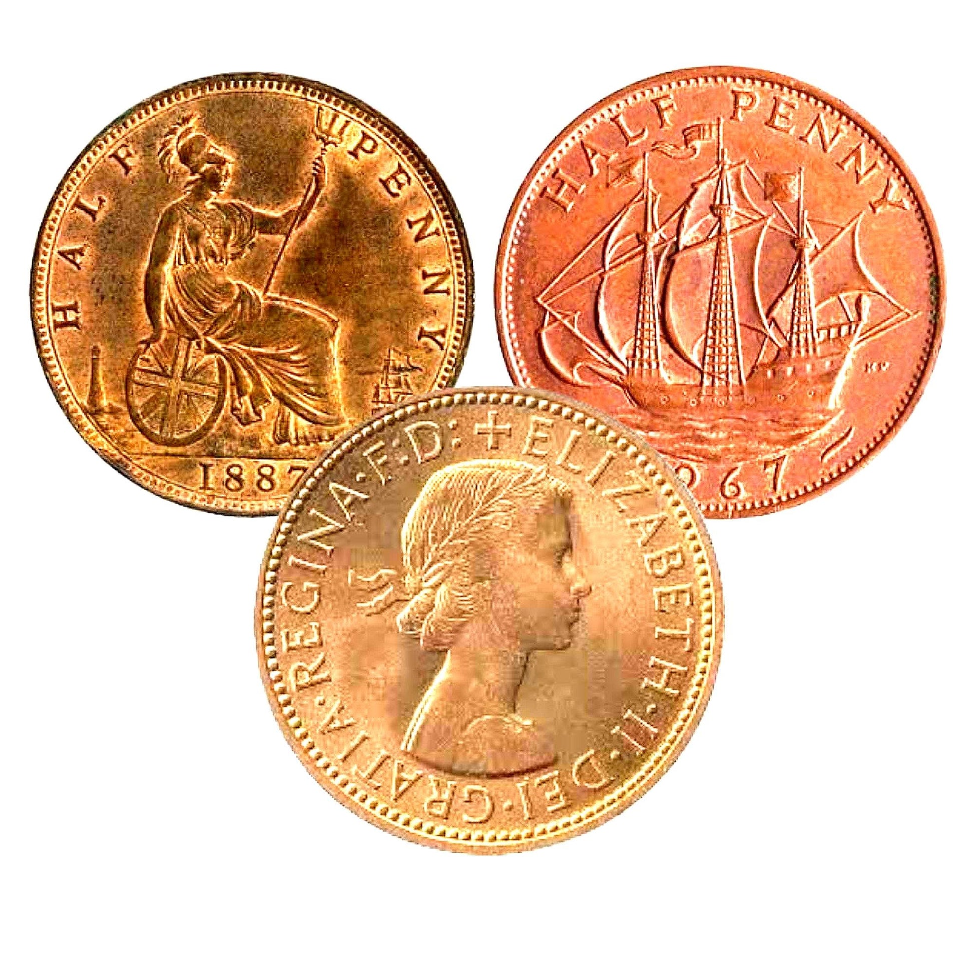 Uk Half Pennies - Choose By Date - Great Britain Half Penny 1800s, 1910'S 20'S 30S 40'S 50'S 60'S Halfpenny, Ha'penny Uk Coins