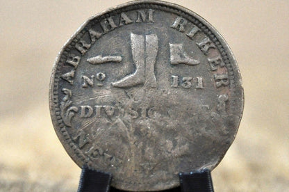 Abraham Riker NYC Boot & Shoemaker Hard Times Token - 1837 Hard Times Token Abraham Riker New York NY Merchant Token