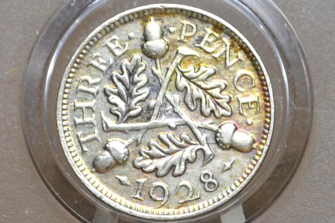 1928-1936 Great Britain Silver 3 Pence Silver - VF/XF Grades Conditions - King George - UK 3 Pence Great Britain Three Pence 50% Silver
