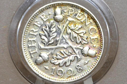 1928-1936 Great Britain Silver 3 Pence Silver - VF/XF Grades Conditions - King George - UK 3 Pence Great Britain Three Pence 50% Silver