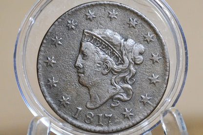 1817 Large Cent 13 Stars - Good, Damaged - US Large Cent - 1817 Coronet Liberty Head Large Cent - Thirteen Stars - 1817 Matron Cent