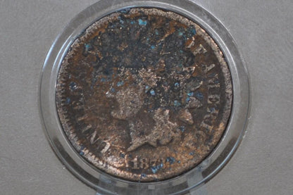 1873 Indian Head Penny - Choose by Grade / Condition - Good Date, Harder To Find - Indian Head Cent 1873 - Open 3 Variety