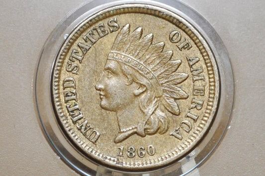 1860 Indian Head Penny - Choose by Grade - Round Bust 1860 - Second year made - Indian Head Cent 1860 - Early Date