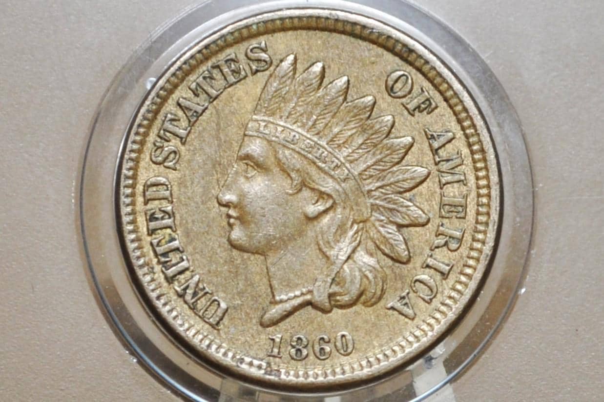 1860 Indian Head Penny - Choose by Grade - Round Bust 1860 - Second year made - Indian Head Cent 1860 - Early Date