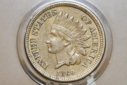 1860 Indian Head Penny - Choose by Grade - Round Bust 1860 - Second year made - Indian Head Cent 1860 - Early Date