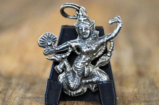 Vintage Siam Sterling Silver Thai Goddess Dancer Charm Pendant - Sterling Silver 925 Thai Dancer Pendant Vintage Siam Jewelry Charm
