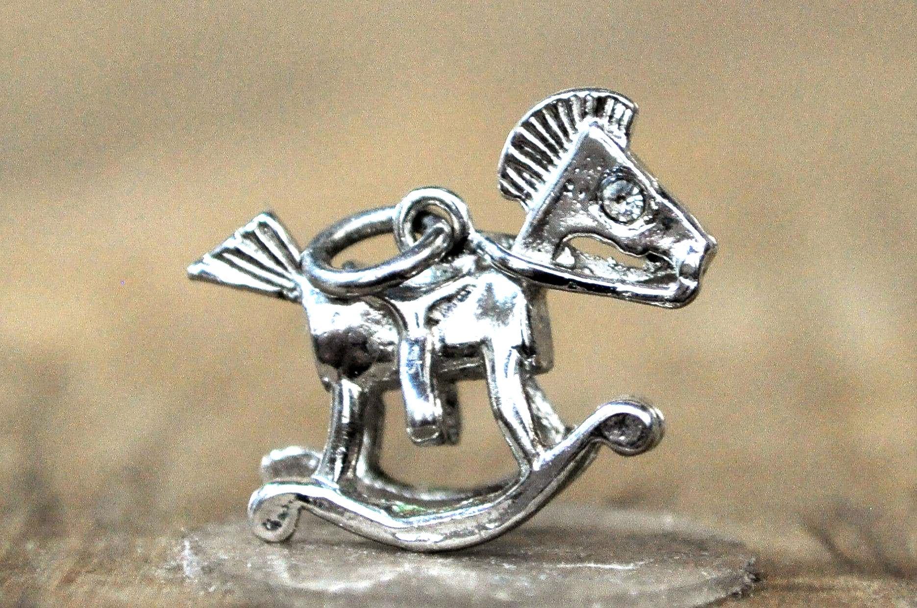 Retired James Avery Sterling Silver 3D Rocking Horse Charm – Detailed Miniature Rocking Horse Charm in Sterling Silver