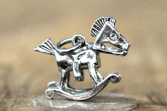 Retired James Avery Sterling Silver 3D Rocking Horse Charm – Detailed Miniature Rocking Horse Charm in Sterling Silver