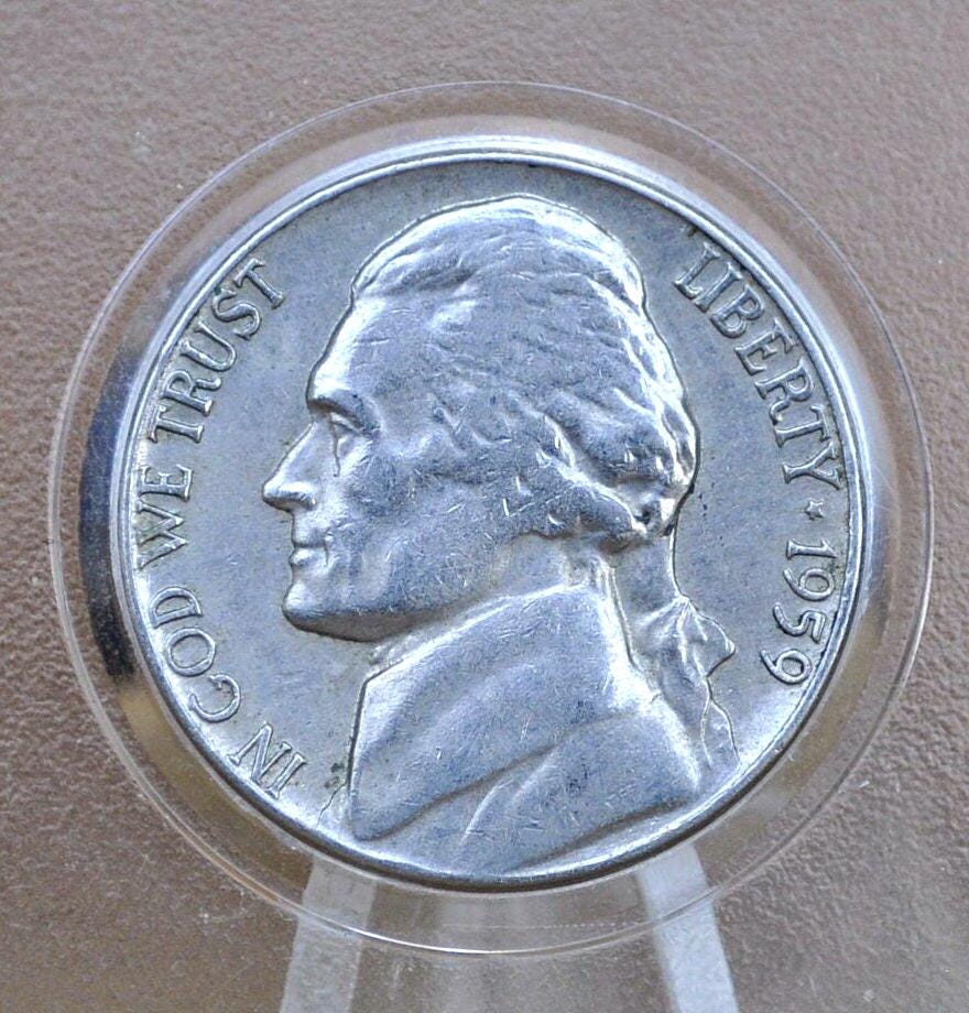 1959 P&D Jefferson Nickel - Denver Mint, Philadelphia Mint - 1959 D Jefferson Nickel 1959 P Jefferson Nickel - Choose by Mint