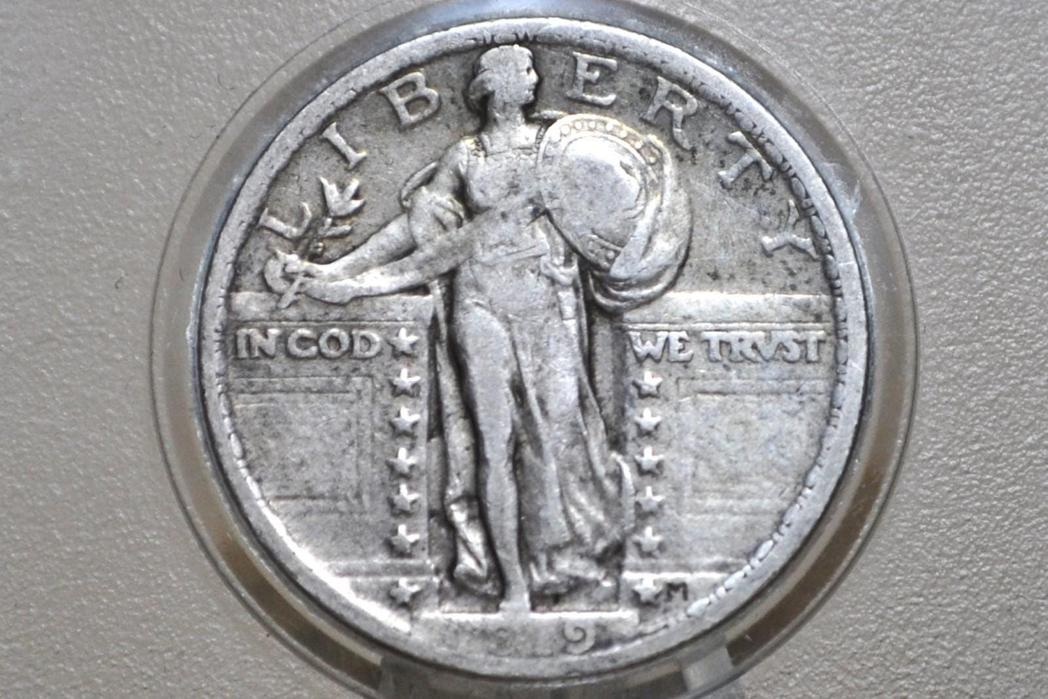 1919 Standing Liberty Quarter - F (Fine) Condition - Weak Date but Great Details - 1919 Liberty Standing Silver Quarter - Better Date