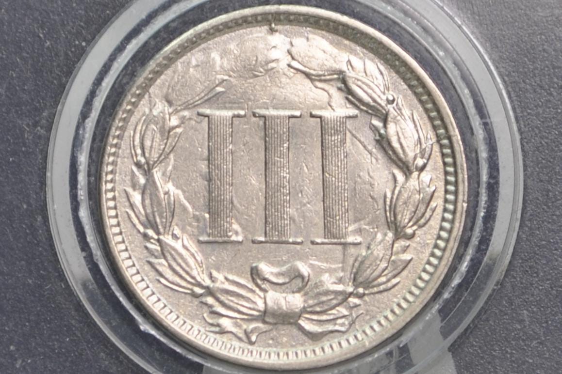 1865 Three Cent Nickel - Choose by Grade - Civil War Era Three-Cent 1865 3 Cent Coin - Nickel Composition