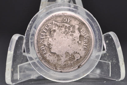 1867 Three Cent Nickel US Coin - Choose by Grade / Condition - Civil War Era - 3 Cent Nickel 1867