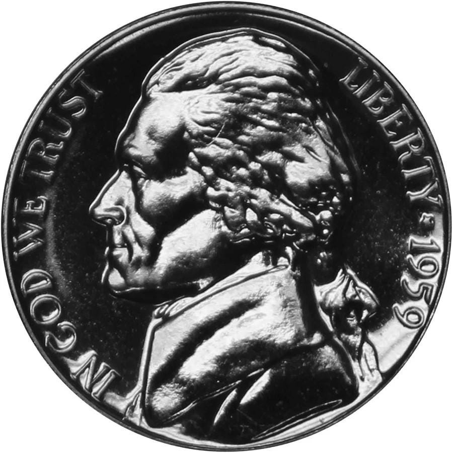 1959 P&D Jefferson Nickel - Denver Mint, Philadelphia Mint - 1959 D Jefferson Nickel 1959 P Jefferson Nickel - Choose by Mint
