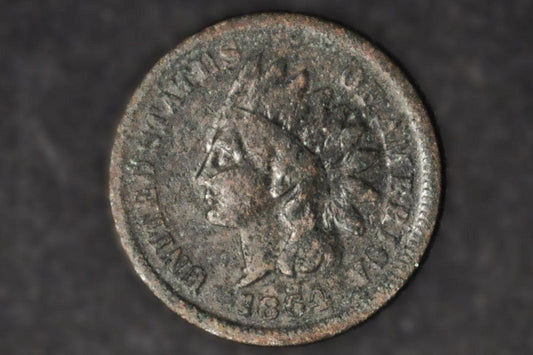 1864-L Indian Head Penny Bronze - VG Details, Faint L - 1864 L Cent - Bronze Variety L