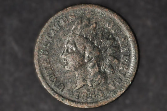 1864-L Indian Head Penny Bronze - Vg Details, Faint L - 1864 L Cent - Bronze Variety L