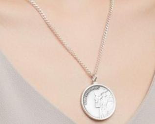 New Hampshire "Old Man of the Mountain" Pewter Coin Pendant Necklace - Authentic Hampshire Pewter New Hampshire Collector's Coin Necklace