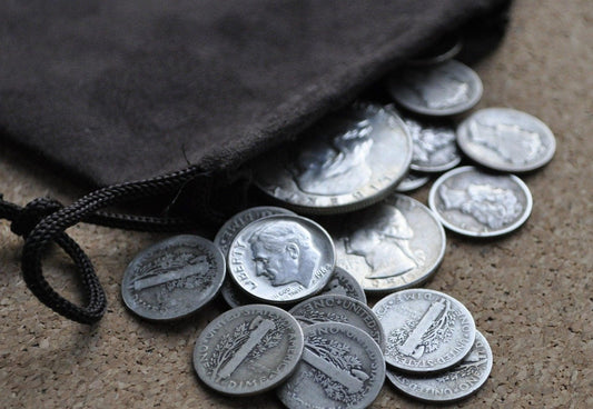 Bag of Silver Coins - Silver Dollars, Silver Dimes, Silver Quarters, Silver Half dollars - Choose by Size!