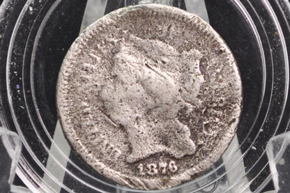 1876 Three Cent Nickel, Rarer Date - Choice XF Grade / Condition, Civil War Era 3 Cent Nickel 1876