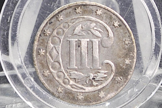 1860 Three Cent Silver US Coin - VF (Very Fine) Grade / Condition - 1860 3 Cent Trimes Silver 3 Cent Piece - Great Collection Piece