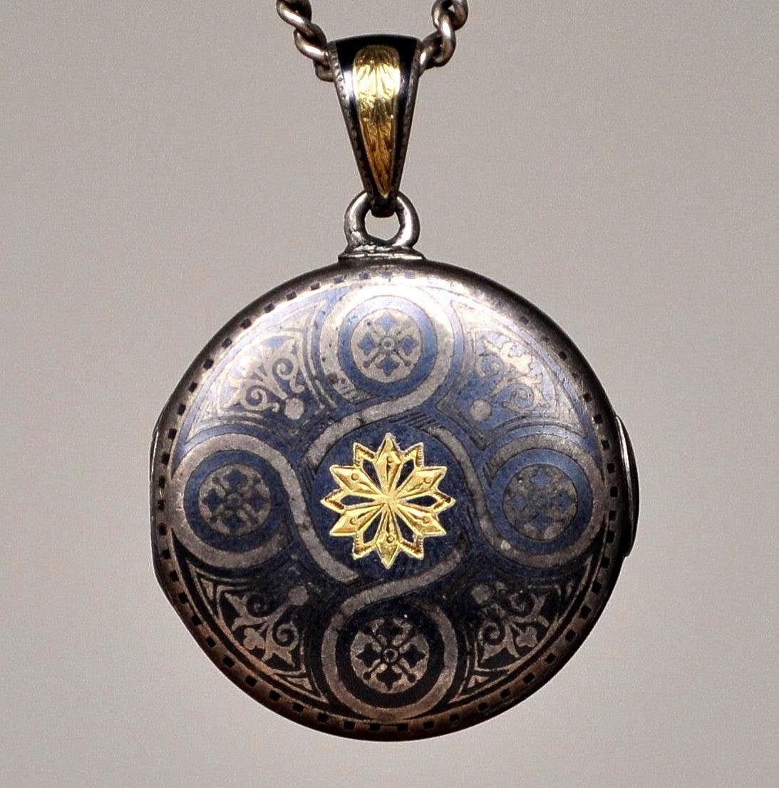 Antique Victoria Era Locket - Vintage Monogram Floral Multi-Colored Locket
