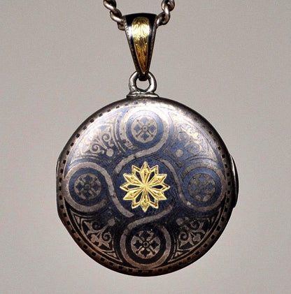 Antique Victoria Era Locket - Vintage Monogram Floral Multi-Colored Locket