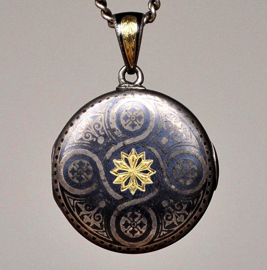 Antique Victoria Era Locket - Vintage Monogram Floral Multi-Colored Locket