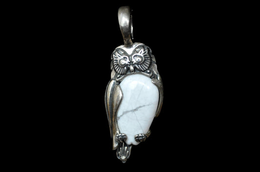 Carolyn Pollack American West Sterling Silver & White Howlite Owl Enhancer Pendant - Authentic American West Sterling Silver White Howlite W