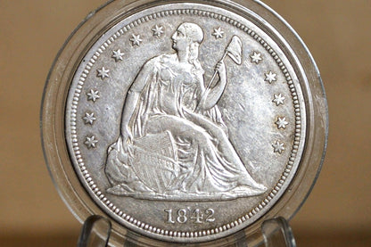1842 Seated Liberty Dollar - XF, Nice Coin - 1842 Liberty Seated Silver Dollar - Authentic - Scarce Coin Type, Rare, 1842 Dollar 1842