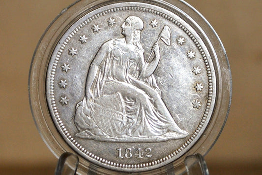 1842 Seated Liberty Dollar - XF, Nice Coin - 1842 Liberty Seated Silver Dollar - Authentic - Scarce Coin Type, Rare, 1842 Dollar 1842