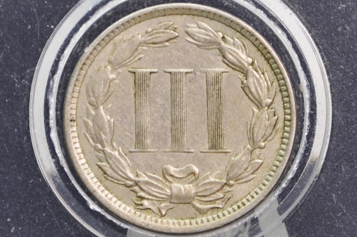1874 Three Cent Nickel - XF+ Grade / Condition - Civil War Era - 3 Cent Nickel 1874