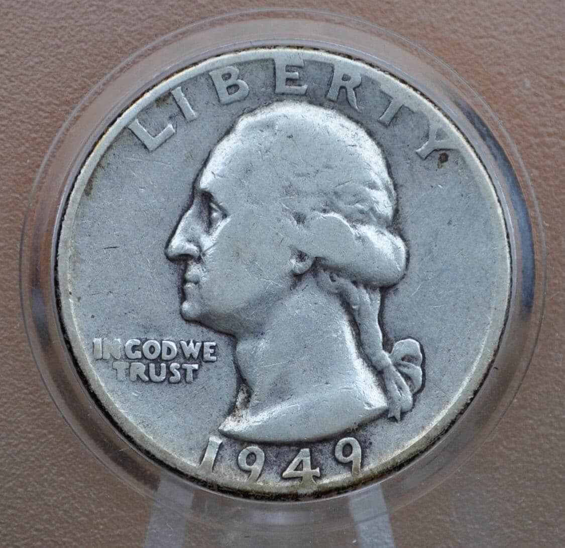 1949 D Washington Silver Quarter - Better Date - F-XF Grades; Choose by Grade - Denver Mint - 1949 D Quarter - 1949 Washington Quarter