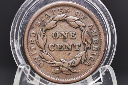 1843 Braided Hair Large Cent - Petite Head, Small Letter - 1843 Coronet Cent - 1843 US Large Cent - Braided Hair 1839 to 1857