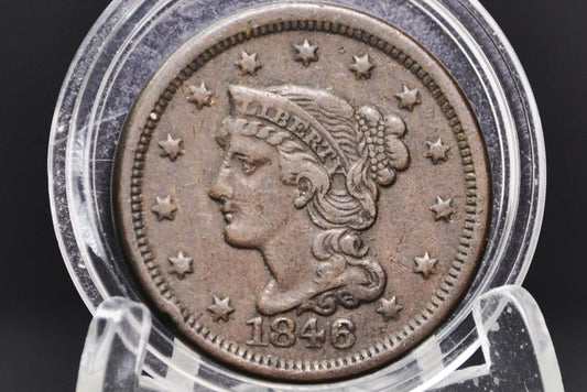 1846 Braided Hair Large Cent - VG (Very Good) Grade/Condition - 1846 Coronet Cent - 1846 US Large Cent - Braided Hair 1839 to 1857