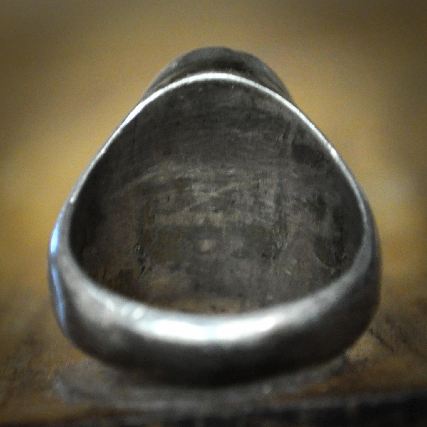 Vintage Navajo Sterling Silver Turquoise Oval Statement Ring - Southwestern Sterling Silver Large Turquoise Cabochon Dome Ring Size 10.5