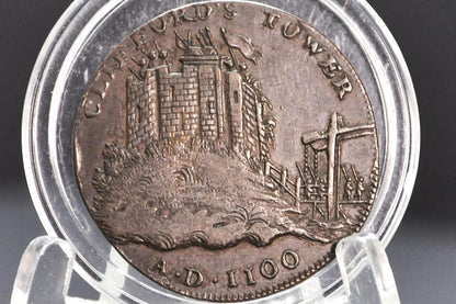 1795 York / Clifford Tower Halfpenny Token - High Grade - Condor Token 1795, Beautiful Design