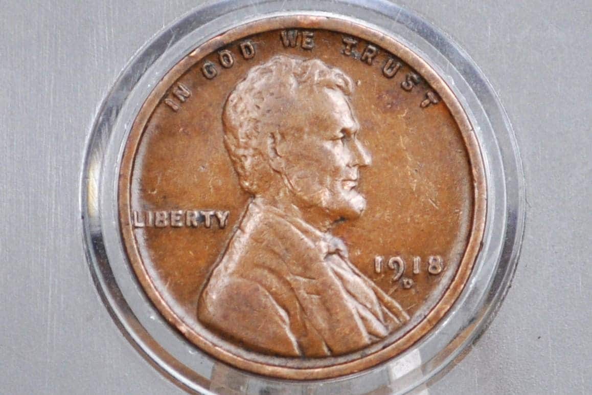1918-D Wheat Penny - VG to F (Very Good to Fine) Grade / Condition - Denver Mint - WWI Era US Cent - 1918 D Wheat Ear Cent - 1918D