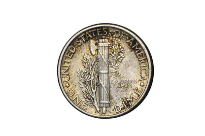 Silver dime coin from 1925 in about uncirculated condition