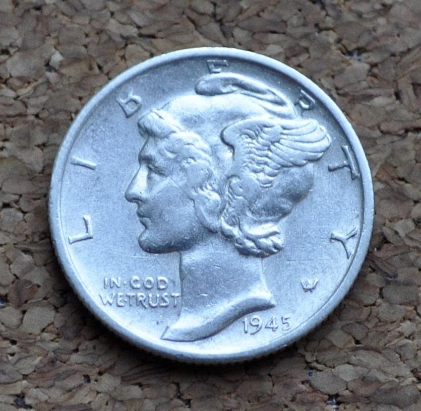 1945 Mercury Silver Dimes, P,D,S - Choose by Mint & Grade - 1945 D Winged Liberty Head Silver Dime 1945 S Dime 1945