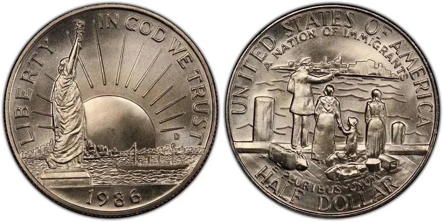 1986-S Statue of Liberty Centennial Half Dollar - Proof, Clad - San Francisco Mint - 1986 S Commemorative Half Dollar A Nation of Immigrants