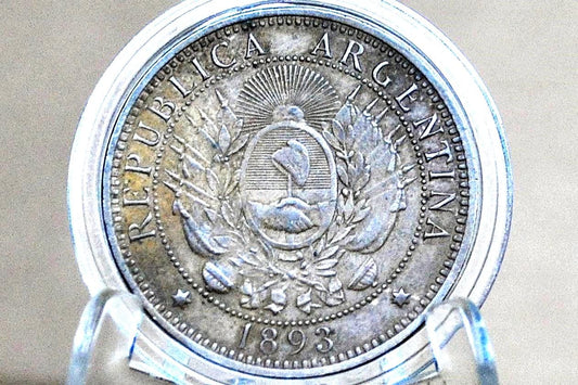 1893 Republic of Argentina Libertas Dos Centavos - AU - High Grade, Beautiful Coin - 1893 2 Centavos Argentina