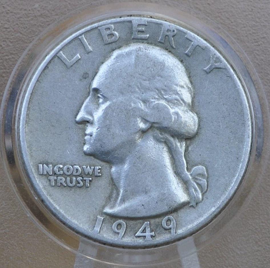 1949 D Washington Silver Quarter - Better Date - F-XF Grades; Choose by Grade - Denver Mint - 1949 D Quarter - 1949 Washington Quarter