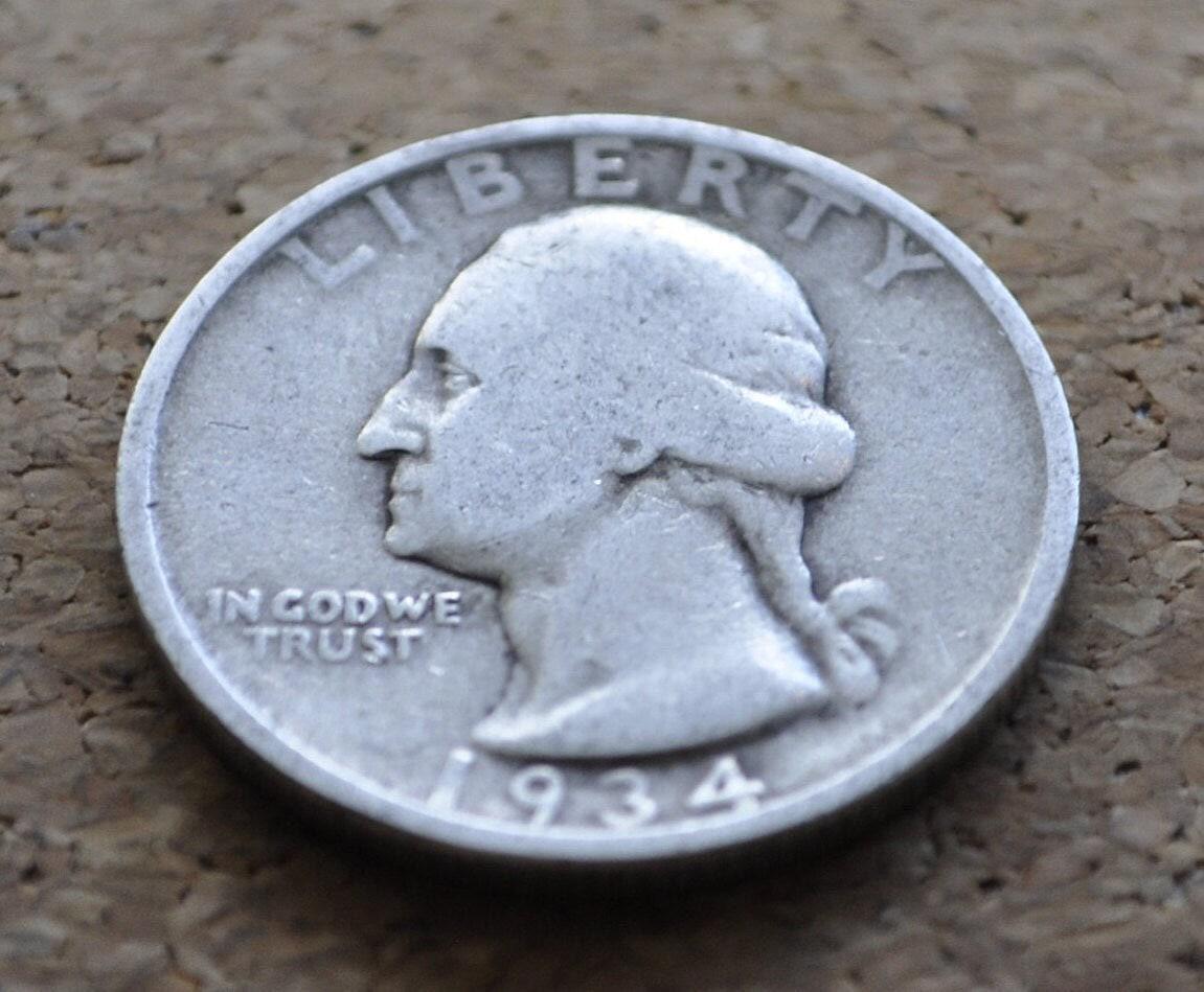 1934 Washington Silver Quarter - G-VF (Good to Very Fine) Choose by Grade Group - 1934 P Washington Quarter 1934 Silver Quarter 1934