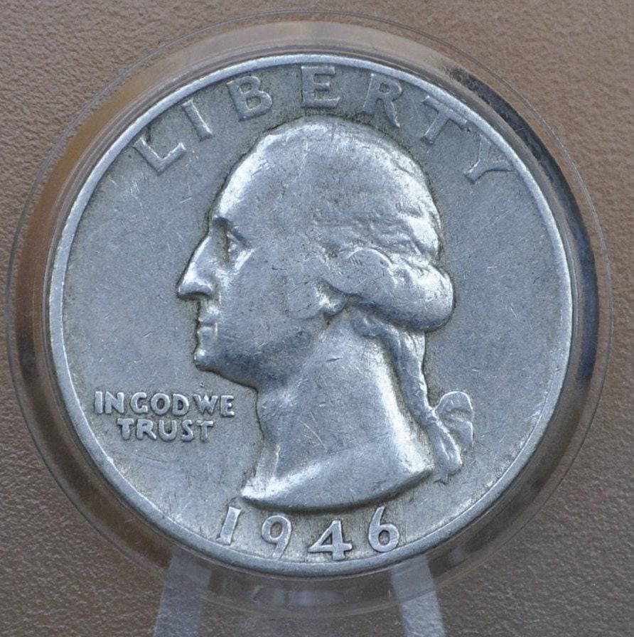 1946 D Washington Silver Quarter - VG-XF (Very Good to Extremely Fine) Grades; Choose by Grade - Denver Mint - Washington Quarter 1946 D