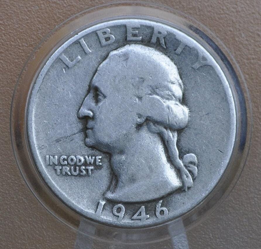 1946 D Washington Silver Quarter - VG-XF (Very Good to Extremely Fine) Grades; Choose by Grade - Denver Mint - Washington Quarter 1946 D