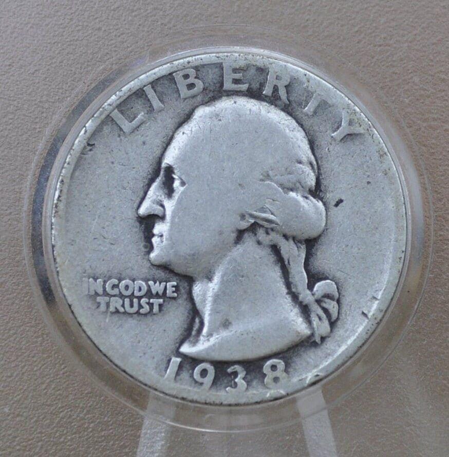 1938-S Washington Silver Quarter - F (Fine) - San Francisco Mint - 1938S Quarter 1938 S Washington; Better Date and Mint